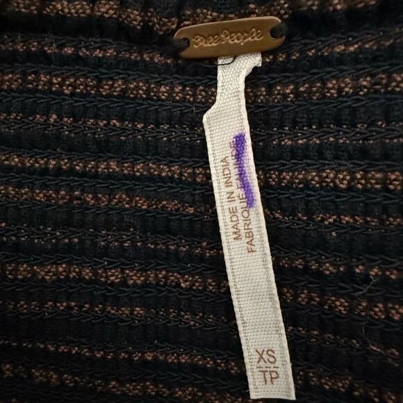 Free People Sweet Safari Halter Top Neon Peplum Sweetheart Striped Brown XS - Picture 7 of 7